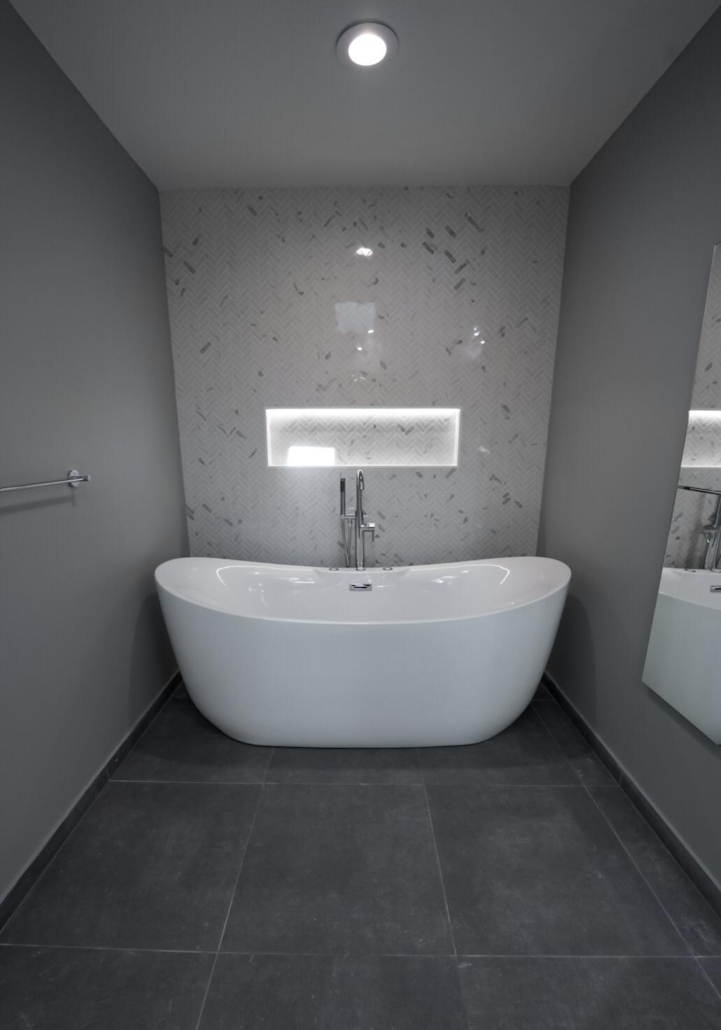 fire damage restoration project: bathroom